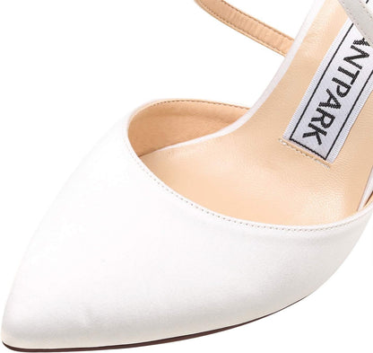 Heels for Women Closed Toe Strappy Pointed High Heel Pumps Satin Pointy Wedding Evening Dress Shoes